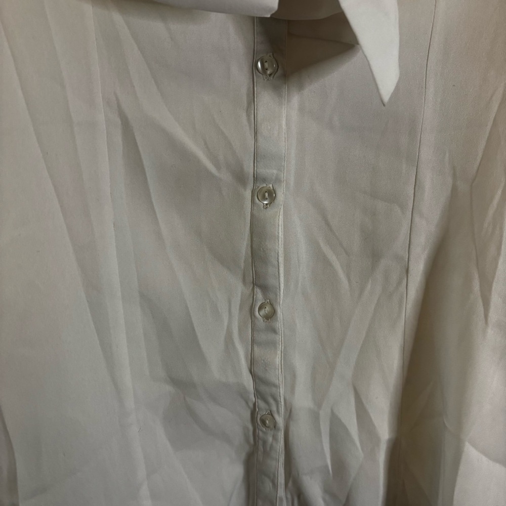 White Button Down Blouse with Bow Tie - Picture 6 of 9